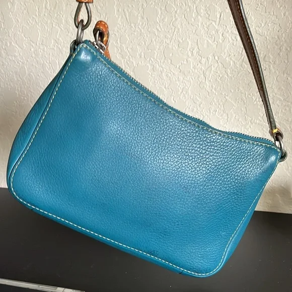 Coach Teal Pebbled Leather Chelsea Handbag F05S-8E96 - Picture 6 of 12
